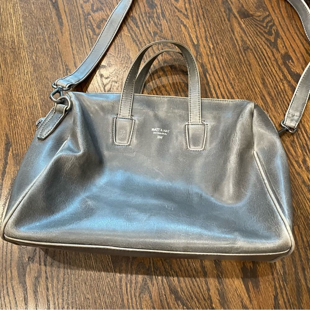 MATT & NAT Gray Vegan Leather Mitsuko Bowling Bag
